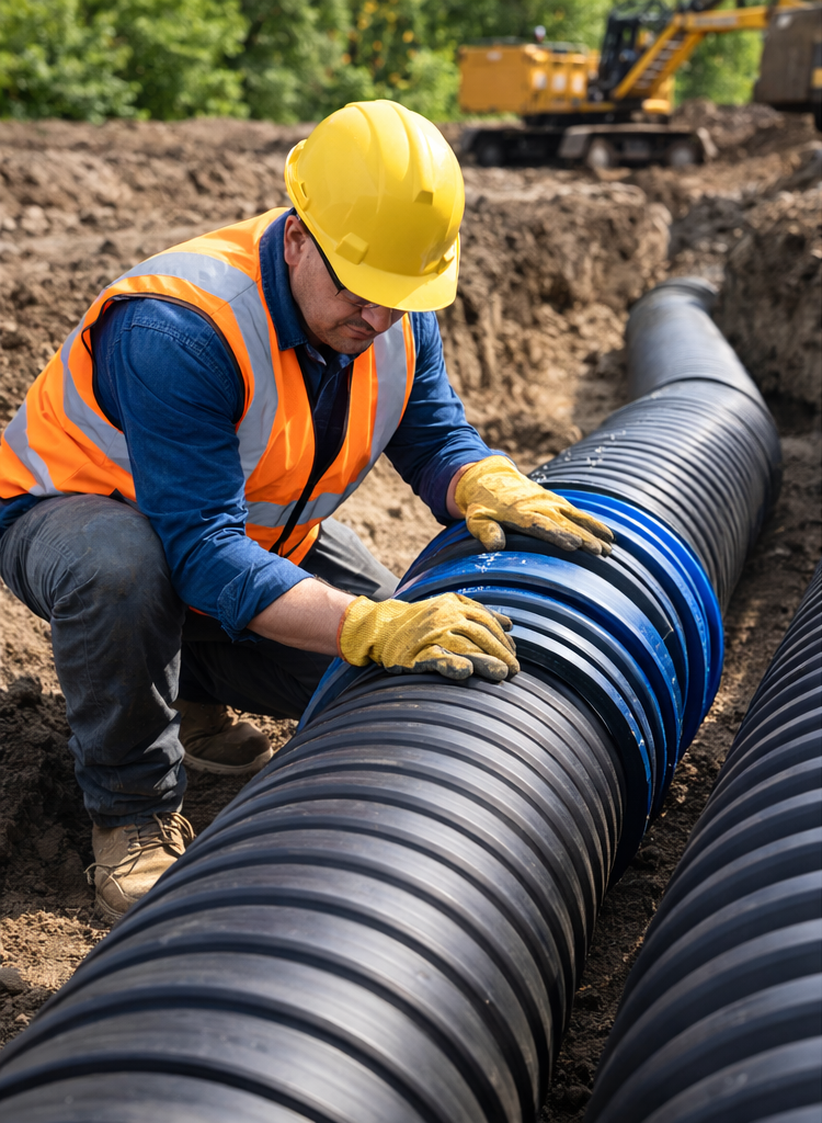 Installing HDPE Double-wall Corugated Pipe