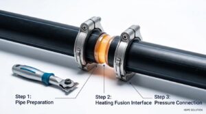 HDPE pipe heat fusion connection process: step-by-step installation diagram for leak-proof pipe joints