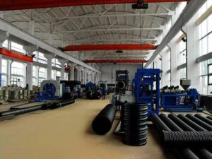 High-quality HDPE pipe production line in factory workshop for cross-border pipeline projects