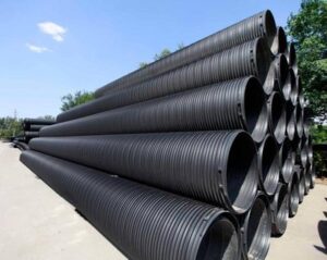 Black HDPE double wall corrugated pipe for municipal drainage sewage system, high density polyethylene pipe, corrosion resistant