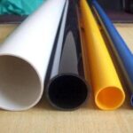 White PVC-U pipe for drainage, light weight, corrosion resistant, for building plumbing and sewage systems.