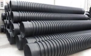 HDPE and PE pipes being installed in a construction site for underground water supply network