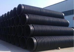 Close-up of high-density polyethylene pipe for infrastructure