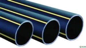 Stack of durable PE pipes for water supply, drainage and municipal infrastructure projects