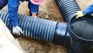 Rubber ring socket connection for HDPE double-wall corrugated pipe